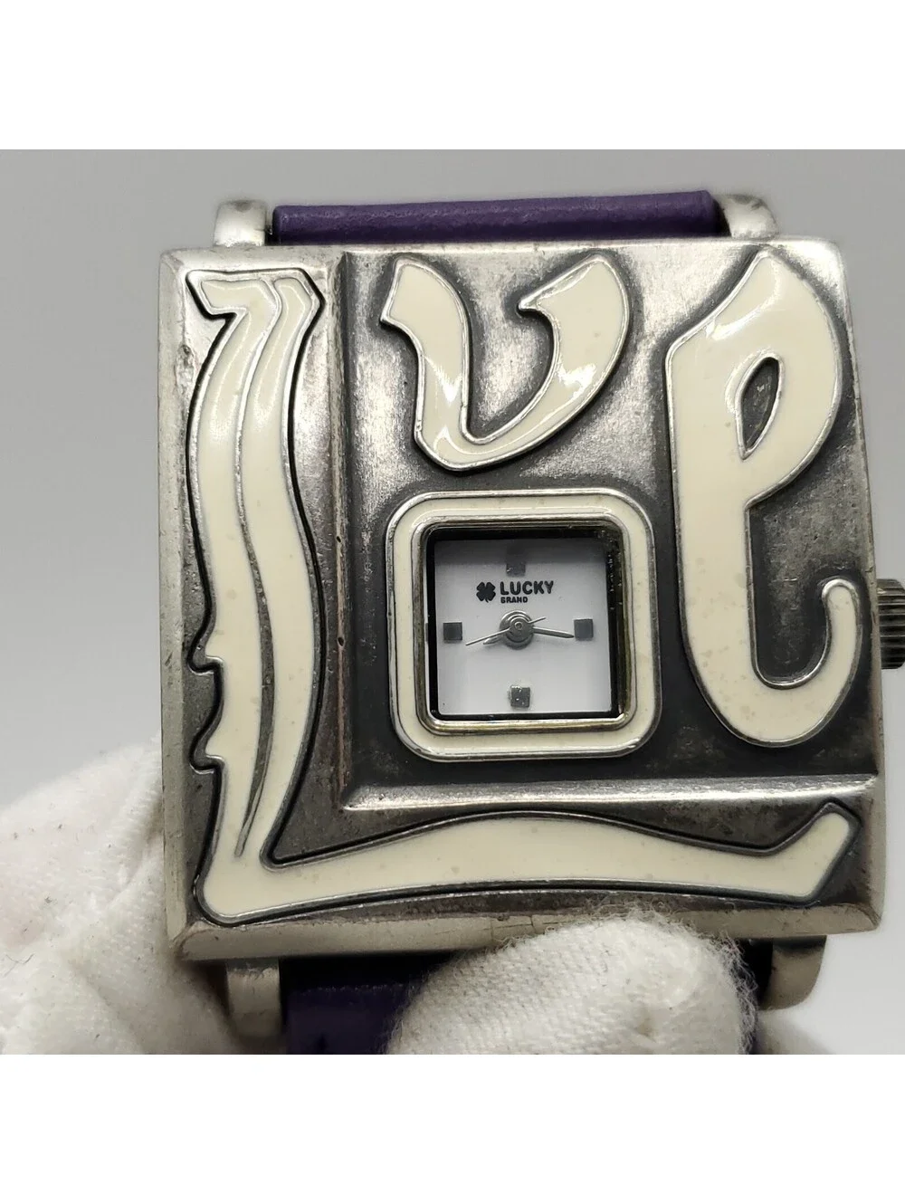 Lucky Brand Quartz Womens Watch 37mm Square Face Love Purple/Green New Battery